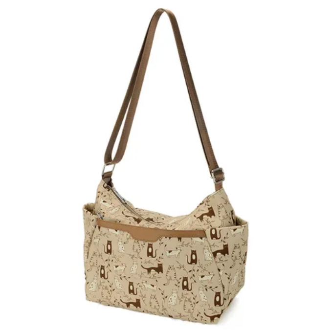 ネコいっぱい ショルダーバッグ レディース 猫柄 軽量 斜めがけバッグ