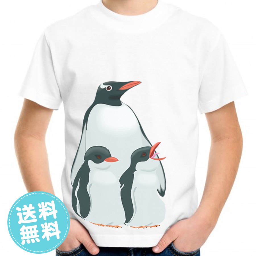 親子ペアルックもできるデザインプリントTシャツ ペンギン柄