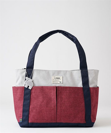 バッグ（鞄） moz モズ 大容量 多収納 トート B４対応 A4 B4 お出かけ マザーズバッグ ママバッグ レジャー 多収納 肩掛け 買い物 配色 (アクアカルダ 送料無料)の画像