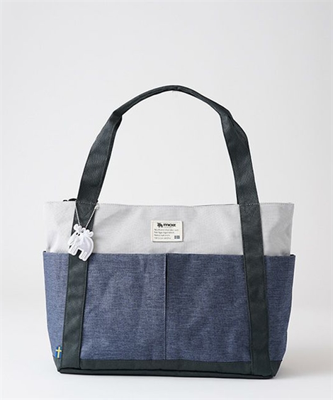 バッグ（鞄） moz モズ 大容量 多収納 トート B４対応 A4 B4 お出かけ マザーズバッグ ママバッグ レジャー 多収納 肩掛け 買い物 配色 (アクアカルダ 送料無料)の画像