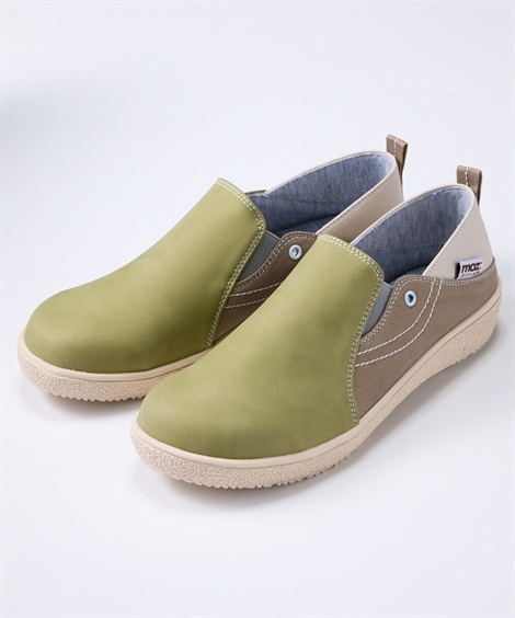 スニーカー 靴 4E 幅広 ゆったり ワイド 大きいサイズ moz モズ スリッポン サイドゴム 履きやすい 2WAY 軽い らくちん 普段使い かかとが踏める (アクアカルダ)