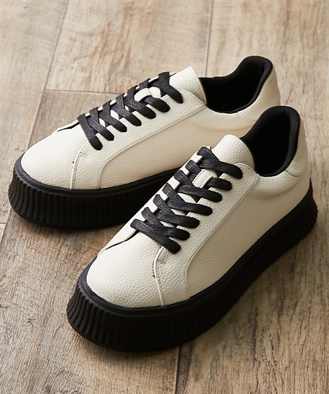 ニッセン（nissen） スニーカー 靴 レディース 厚底 レースアップ 配色