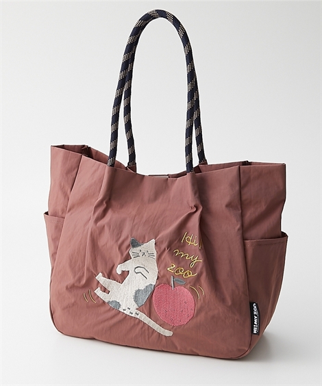 OKAJIMA 動物刺繍トートバッグ 中型 雑貨卸、雑貨仕入れ（【ito&】刺繍トートバッグ 大/小/ミニ 猫 ねこ