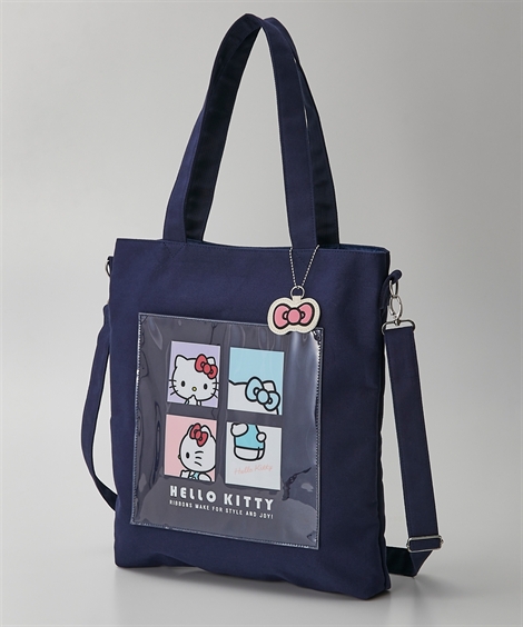 ハローキティ バッグ（鞄） Hello Kitty キティ 10ポケット 縦型 キャンバス 2WAY トート 手提げ A4対応 通勤 通学 ...