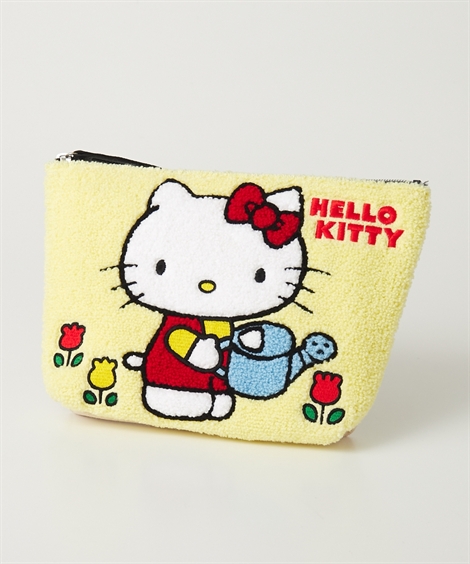 ハローキティ バッグ（鞄） さがらポーチ Hello Kitty サンリオ さがら刺しゅう キャラクターポーチ 化粧ポーチ 小物入れ (アクア ...