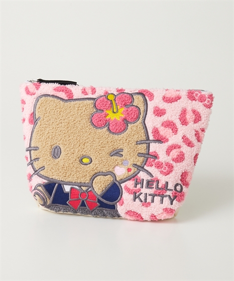 ハローキティ バッグ（鞄） さがらポーチ Hello Kitty サンリオ さがら刺しゅう キャラクターポーチ 化粧ポーチ 小物入れ (アクア ...