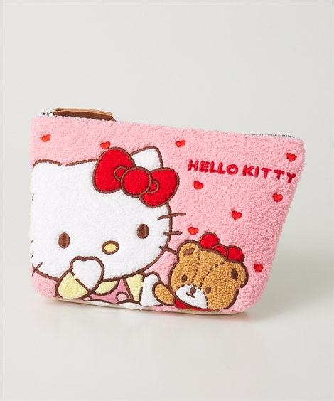 ハローキティ バッグ（鞄） さがらポーチ Hello Kitty サンリオ さがら刺しゅう キャラクターポーチ 化粧ポーチ 小物入れ (アクア ...
