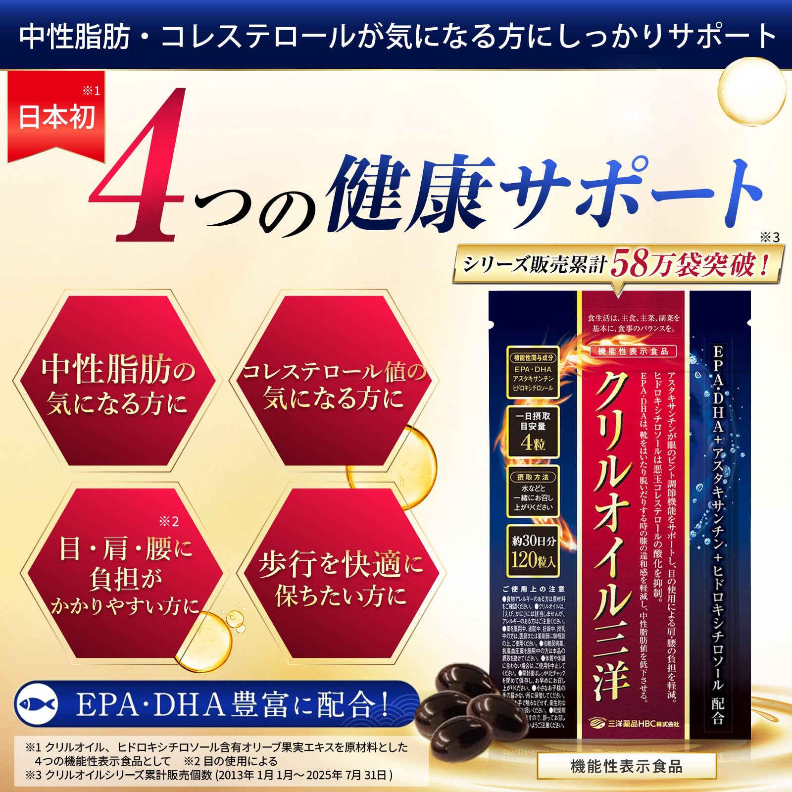 中性脂肪対策に クリルオイル三洋 1ヶ月分 DHA EPA オメガ3 クリル 