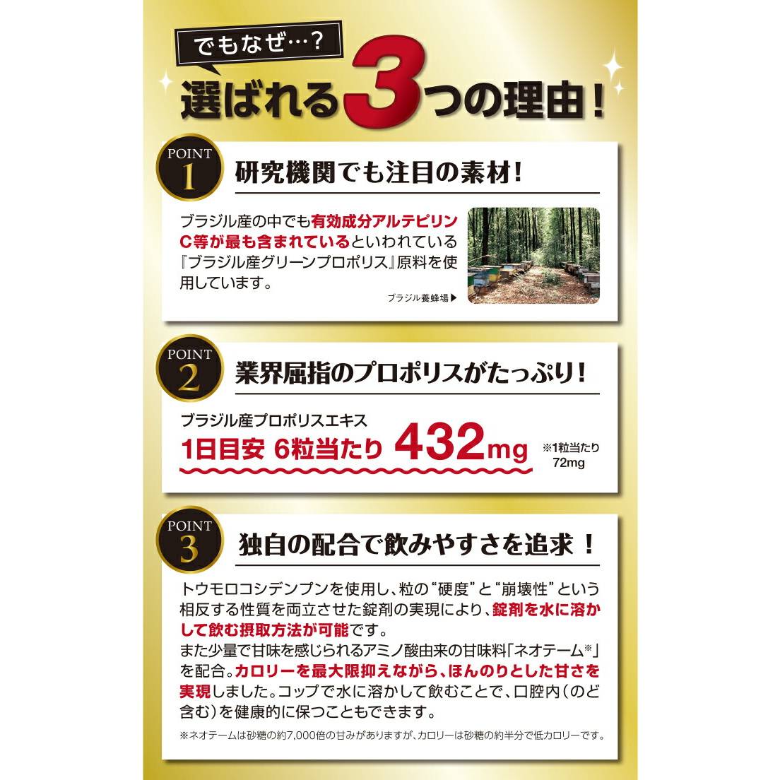 毎日の健康習慣を意識する方に 新プロポリス粒 1ヶ月分 3袋セット 水に溶けるグリーンプロポリスサプリ ブラジル産グリーンプロポリス高配合