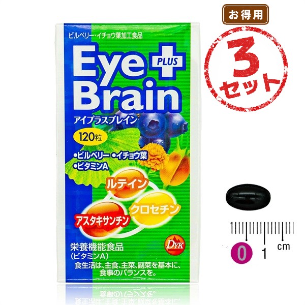 ブルーベリー由来成分配合 アイプラスブレイン 2ヶ月分 3本セット イチョウ葉 ビルベリー ルテイン アスタキサンチン配合 栄養機能食品(ビタミンA)