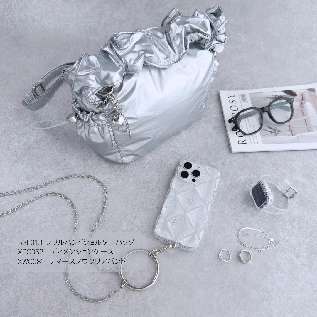 MIRROR9 メッシュ ロゴ ショルダー バッグ シルバー Miss MIRROR9 bag/2color