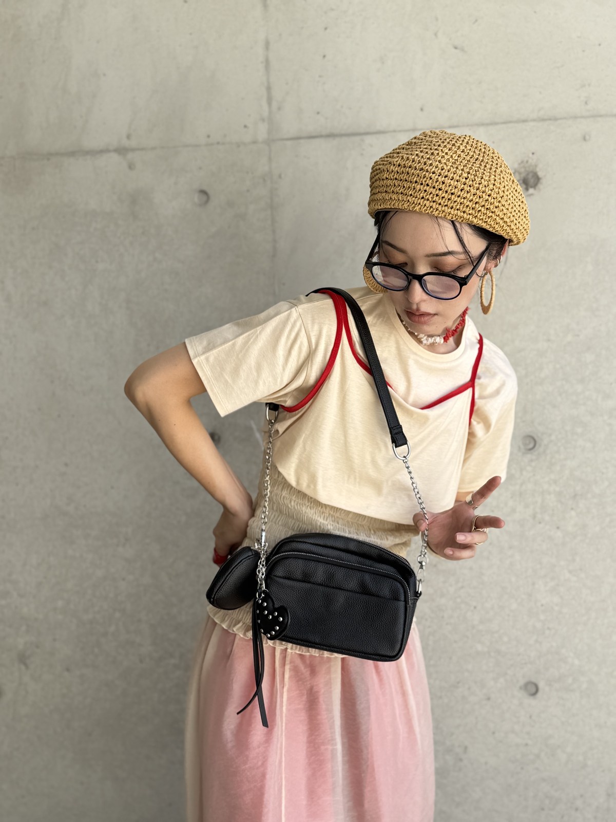 Lune（リュンヌ） シティジップショルダーバッグ チェーン 本革 レザー 