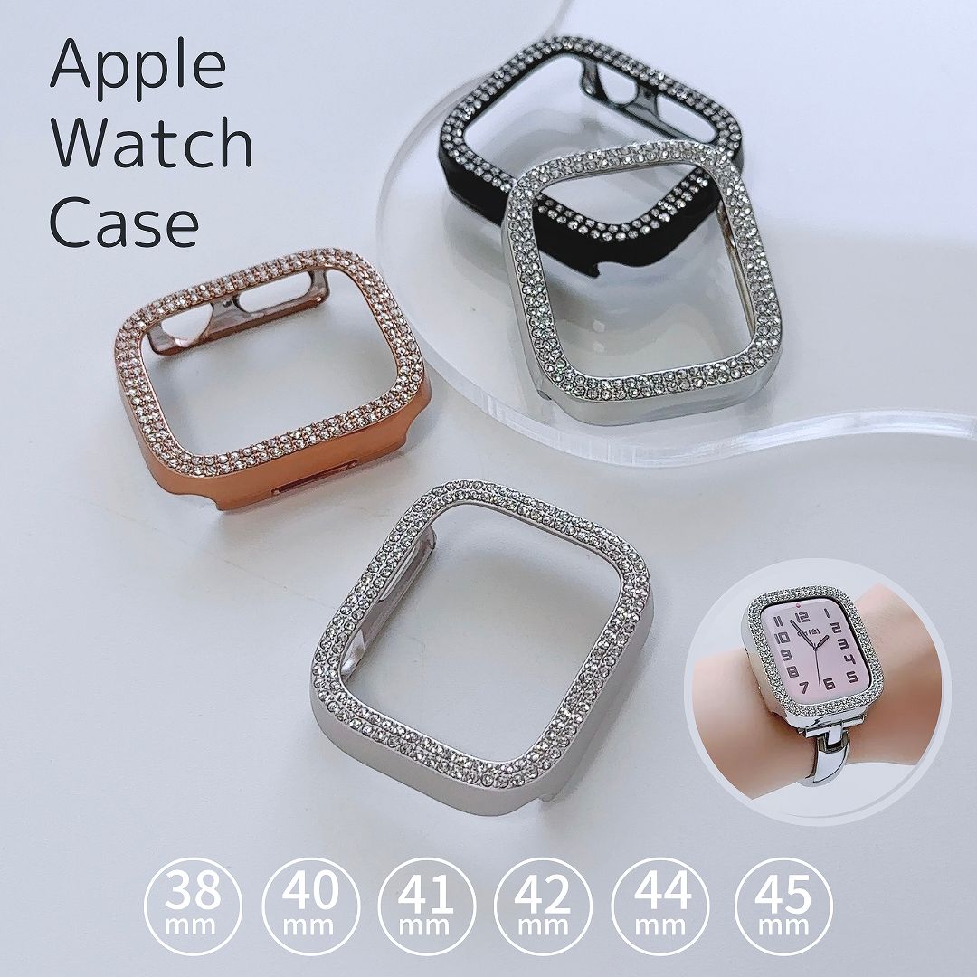 Apple Watch 全機種対応 アップルウォッチ ダブル ストーン フレーム ケース おしゃれ バンド デザイン 男女兼用｜across-intl