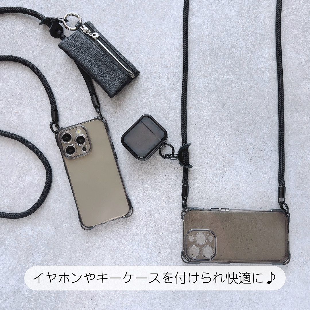 Apple iPhoneケース フォーカス ショルダーケース おしゃれ 男女兼用 レディース メンズ かっこいい ケース ブラック ロープ |  | 05