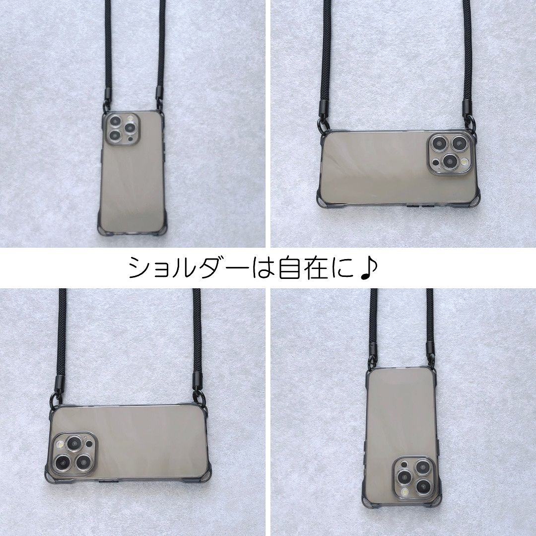 Apple iPhoneケース フォーカス ショルダーケース おしゃれ 男女兼用 レディース メンズ かっこいい ケース ブラック ロープ |  | 08