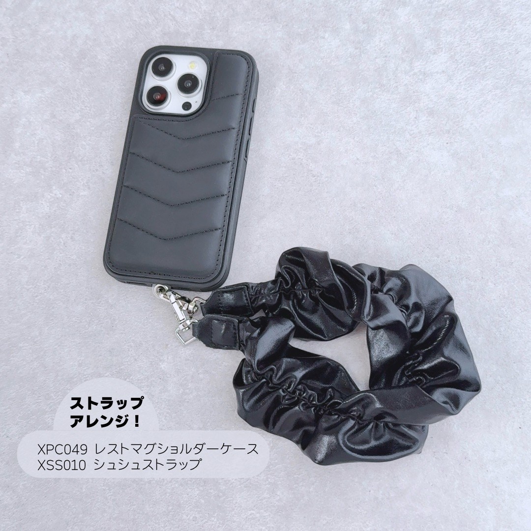 シュシュストラップ スマホストラップ おしゃれ シルバー ブラック