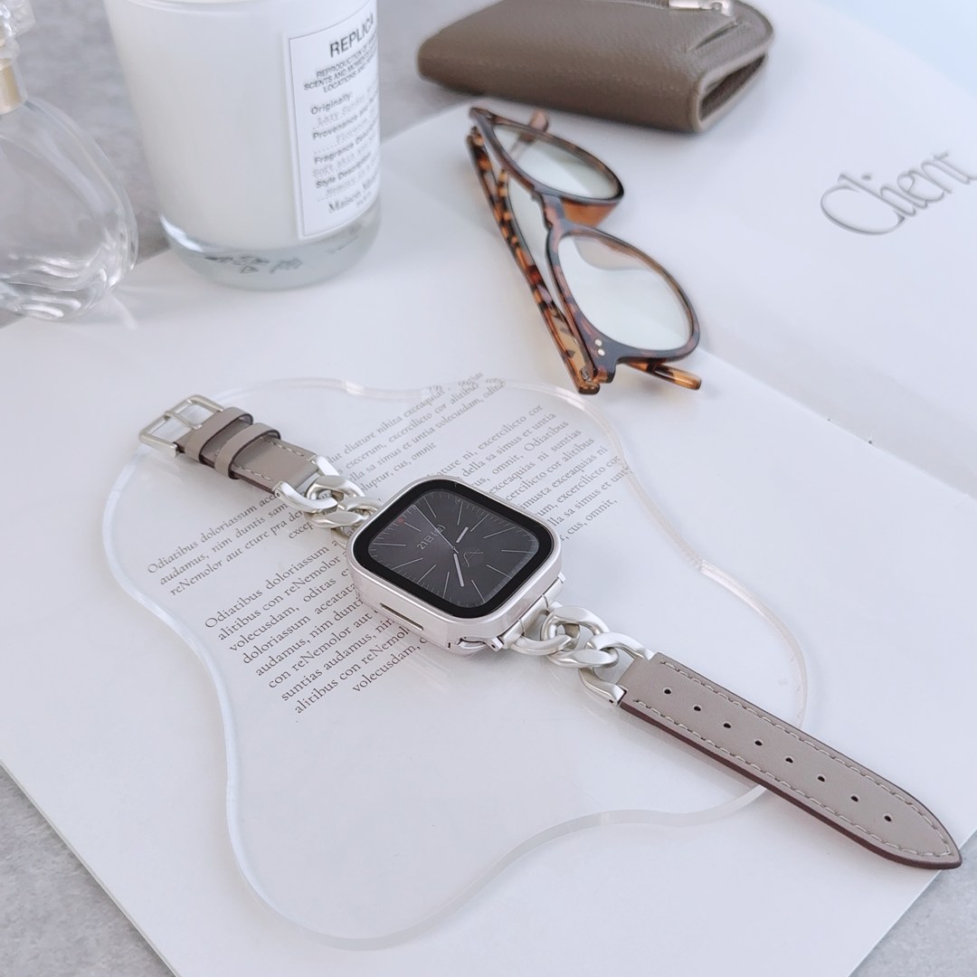 Apple Watch 全機種対応 アップルウォッチ タッグレザーチェーンバンド おしゃれ バンド デザイン 男女兼用 |  | 01
