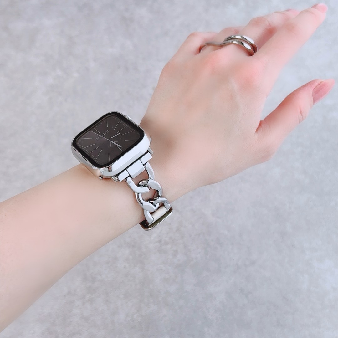 Apple Watch 全機種対応 アップルウォッチ タッグレザーチェーンバンド おしゃれ バンド デザイン 男女兼用 |  | 04
