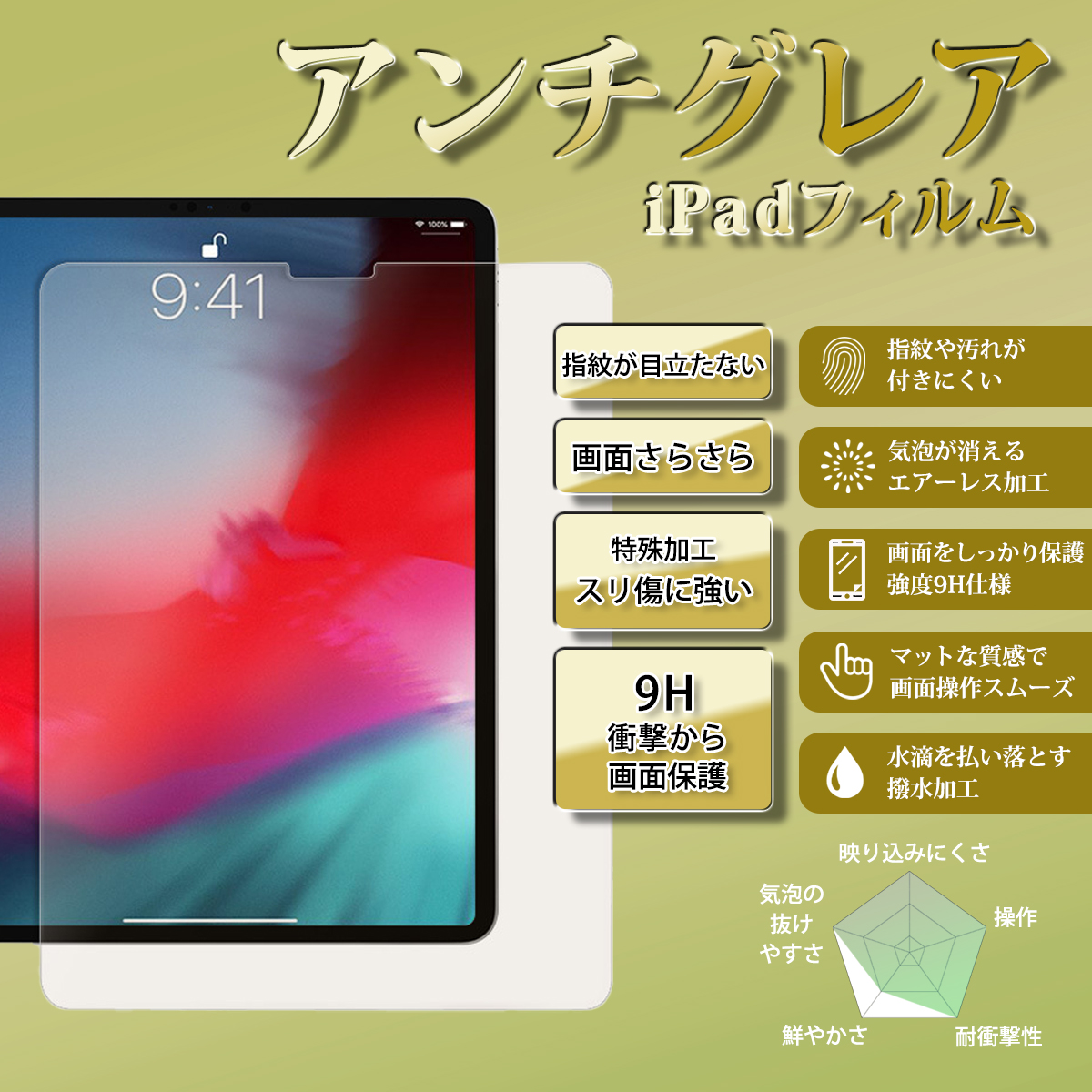 iPadフィルム アンチグレア タブレット液晶保護フィルム ガラス