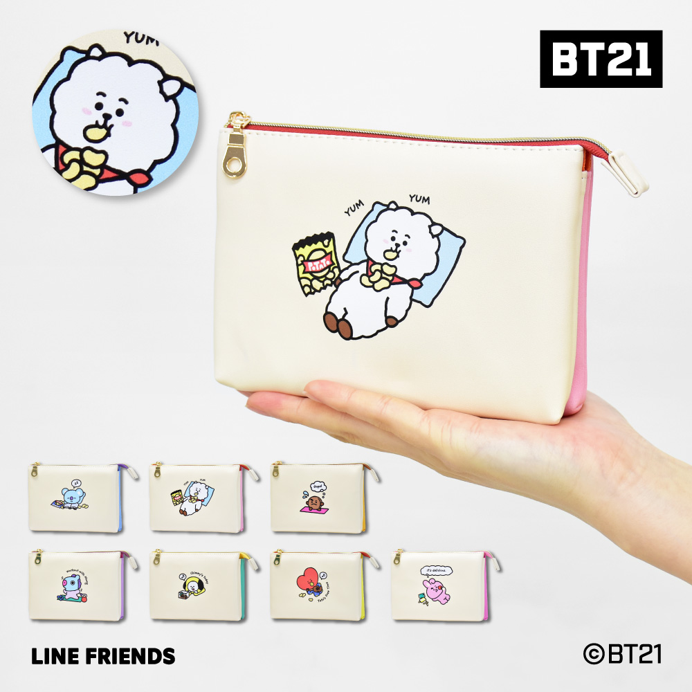 BT21 公式ライセンス商品 化粧ポーチ 合皮 2ルーム 小物入れ ポーチ