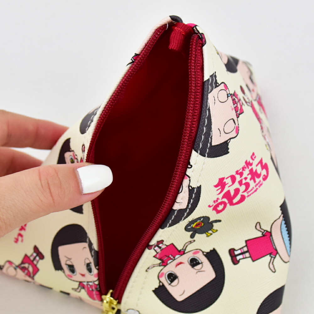 チコちゃんに叱られる ポーチ 合皮 小さい 三角 小物入れ 化粧ポーチ