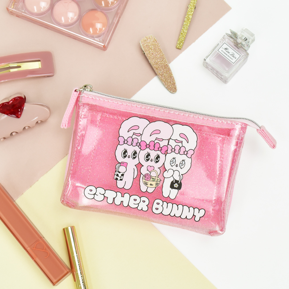 エスターバニー クリアポーチ 小物入れ 化粧ポーチ 2ルーム ファスナー