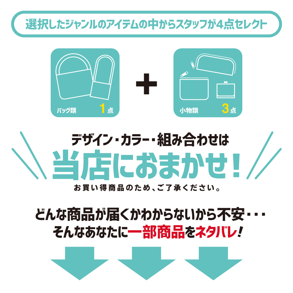 送料無料 訳あり プチ福袋 4点セット(バッグ1点 ＋ 小物3点