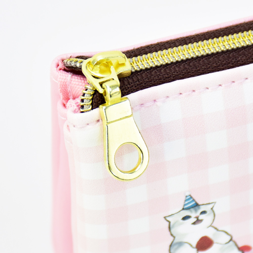 モフサンド mofusand ポーチ 合皮 2ルーム 3ポケット 猫 化粧