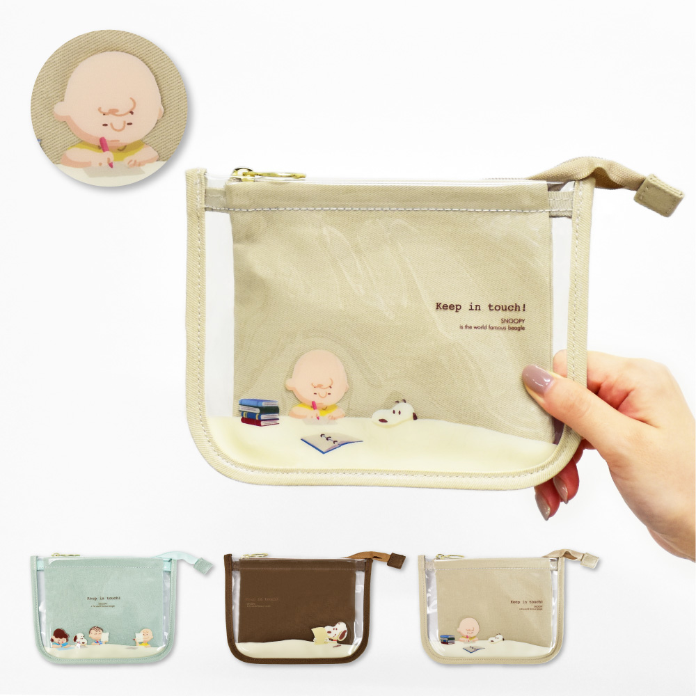 SNOOPY スヌーピー 化粧ポーチ クリア 小さめ 小物入れ フラット