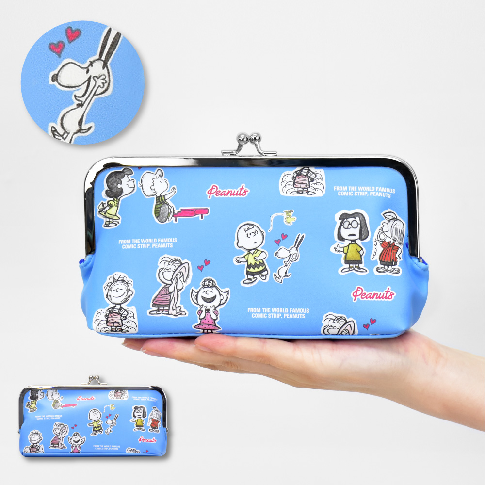 SNOOPY スヌーピー がま口 ペンケース 合皮 大容量 化粧ポーチ
