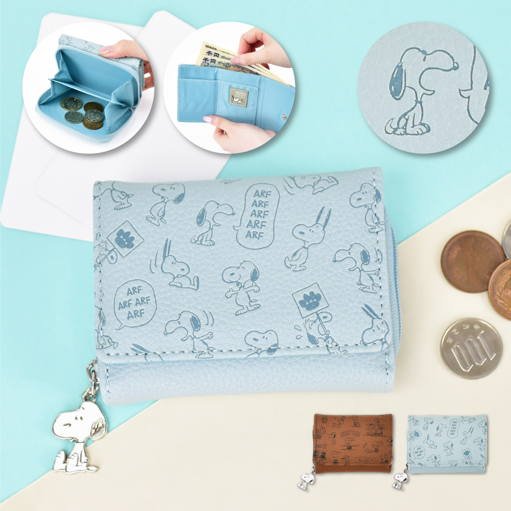 SNOOPY スヌーピー 三つ折り財布 合皮 コンパクト サイフ 小銭