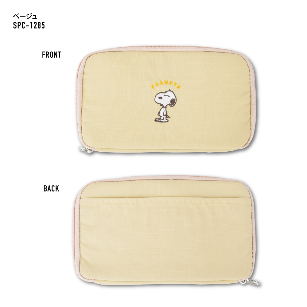 SNOOPY ポーチ 手帳型 通帳ケース カードケース 大容量 透明 チケット