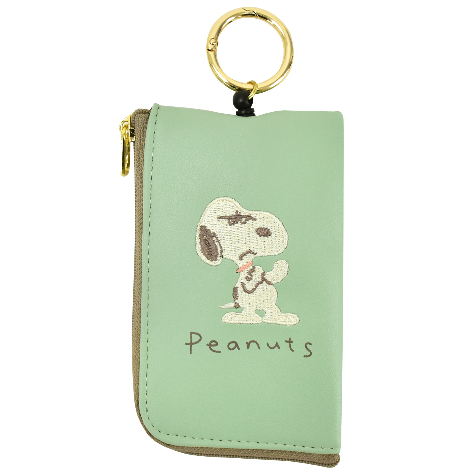 SNOOPY（スヌーピー） キーケース リール 定期入れ カラビナ 合成皮革