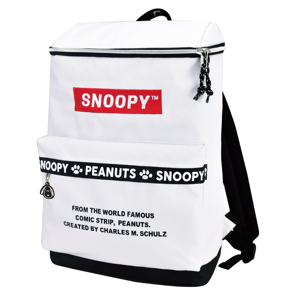 スヌーピー SNOOPY リュック バッグ ホワイト(SPR-808) スクエア ボックス型 マチ ...