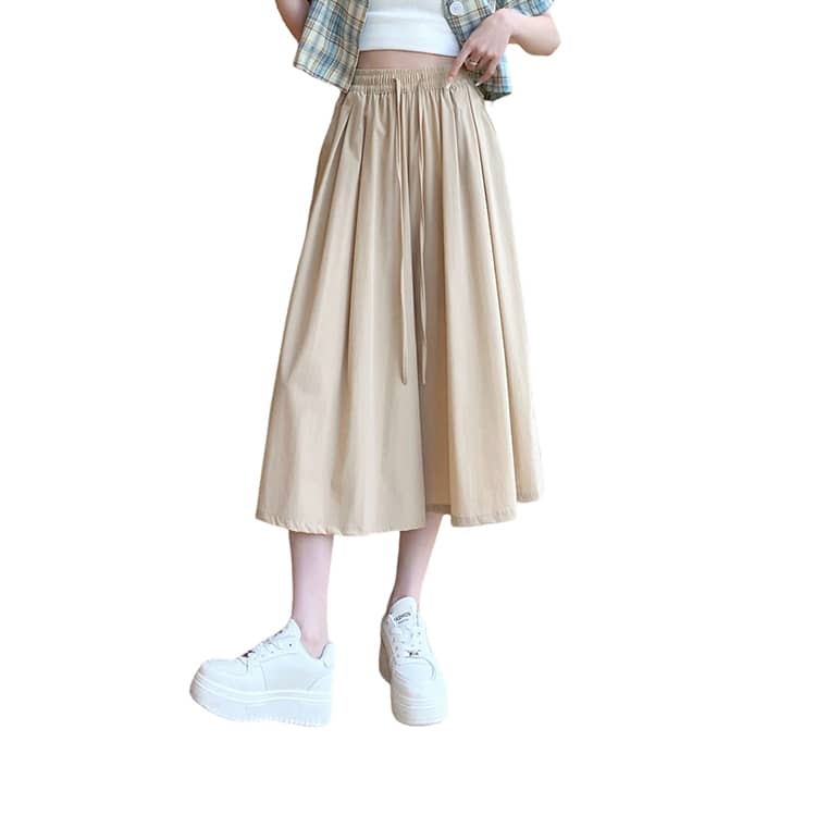 ポケット 涼感 着痩せ 冷感 7分丈 レディース 柔らかい ウエストゴム スカートパンツ キュロット 夏 細見え パンツ ボトムス スカートパンツ 大 |  | 04