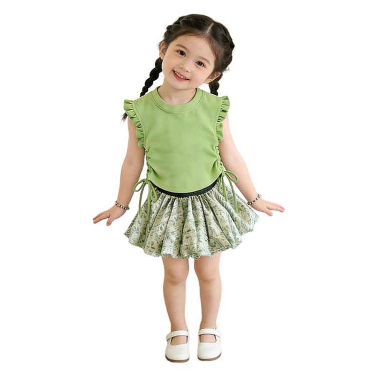 おしゃれ かわいい 女の子 スカート 100 セットアップ 2点セット キッズ 韓国風 花柄 フリル 子供服 半袖 ミニスカート ベビー 子供服 子供 |  | 03