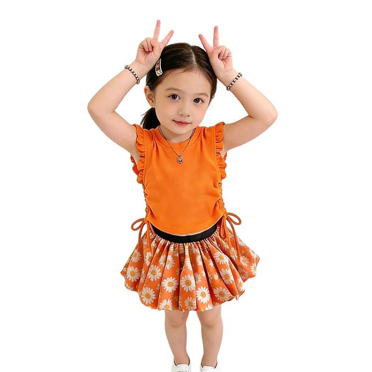 おしゃれ かわいい 女の子 スカート 100 セットアップ 2点セット キッズ 韓国風 花柄 フリル 子供服 半袖 ミニスカート ベビー 子供服 子供 |  | 07