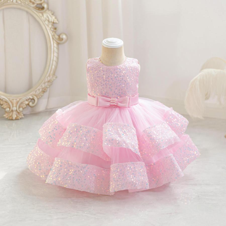 ベビードレス 子供ドレスベビー ドレス 結婚式 七五三 お祝い 衣装 プリンセス 80 90 100 110 120 お揃い お遊戯会 ピンク | ブランド登録なし | 10