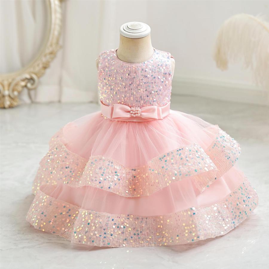 ベビードレス 子供ドレスベビー ドレス 結婚式 七五三 お祝い 衣装 プリンセス 80 90 100 110 120 お揃い お遊戯会 ピンク | ブランド登録なし | 09