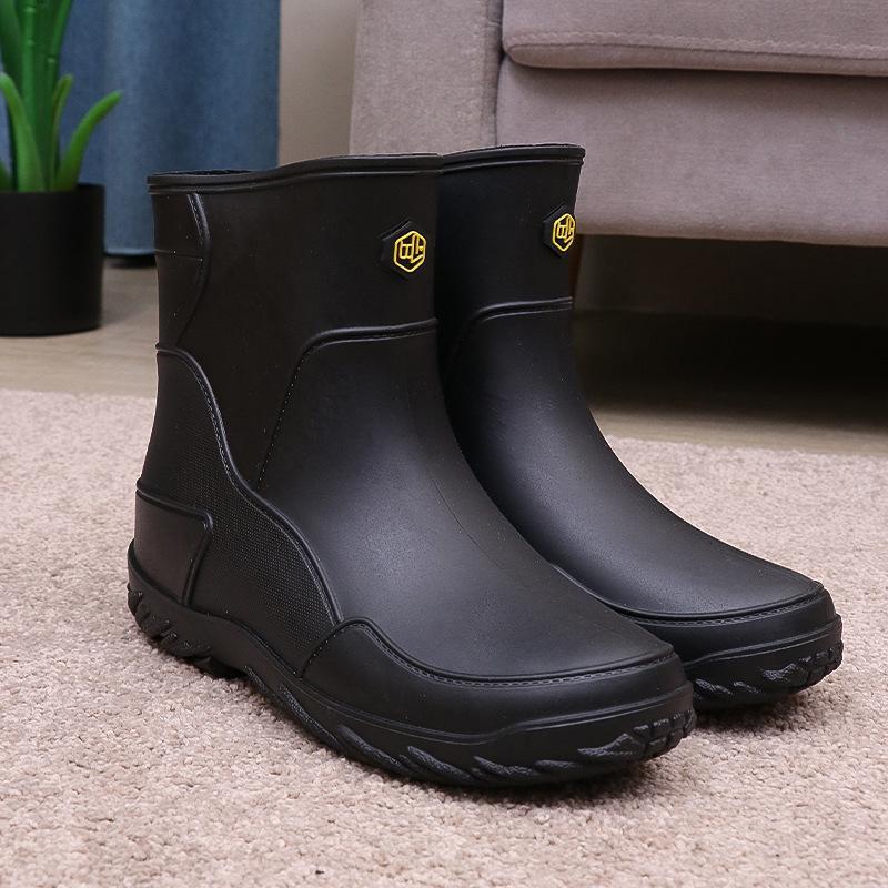 レインブーツ 完全防水 メンズショートブーツ ワークブーツ レインシューズ 滑らない 雨 雪 長靴 軽量 ショート丈梅雨 台風 作業靴 アウトドア | ブランド登録なし | 01