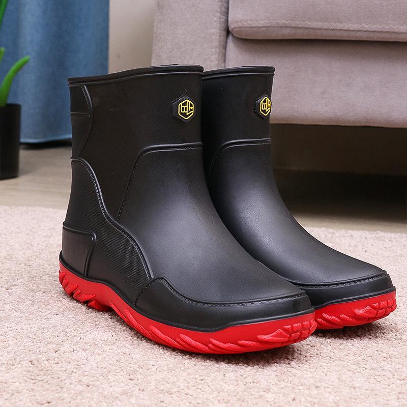レインブーツ 完全防水 メンズショートブーツ ワークブーツ レインシューズ 滑らない 雨 雪 長靴 軽量 ショート丈梅雨 台風 作業靴 アウトドア | ブランド登録なし | 03