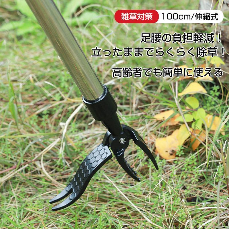 草取り 道具 根こそぎ 草取り器 便利 グッズ 伸縮式 雑草削る 立ったまま 雑草取り器具 ステンレス製 草刈りレーキ 除草 畑 庭 あぜ 道公園 | ブランド登録なし | 01