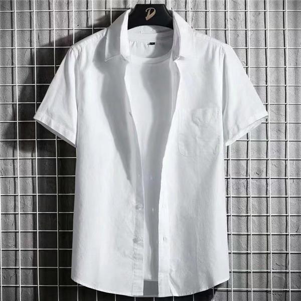 シャツ 半袖 メンズ 開襟シャツ カジュアルシャツ 折り襟 無地 胸ポケット付き スリム 夏服 通勤 オシャレ 細身 普段着 シンプル 新作 快適 | ブランド登録なし | 01