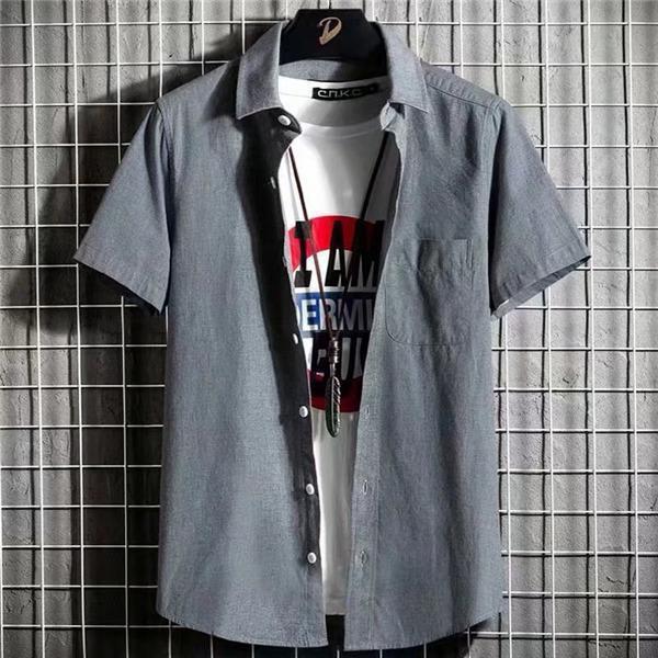 シャツ 半袖 メンズ 開襟シャツ カジュアルシャツ 折り襟 無地 胸ポケット付き スリム 夏服 通勤 オシャレ 細身 普段着 シンプル 新作 快適 | ブランド登録なし | 04