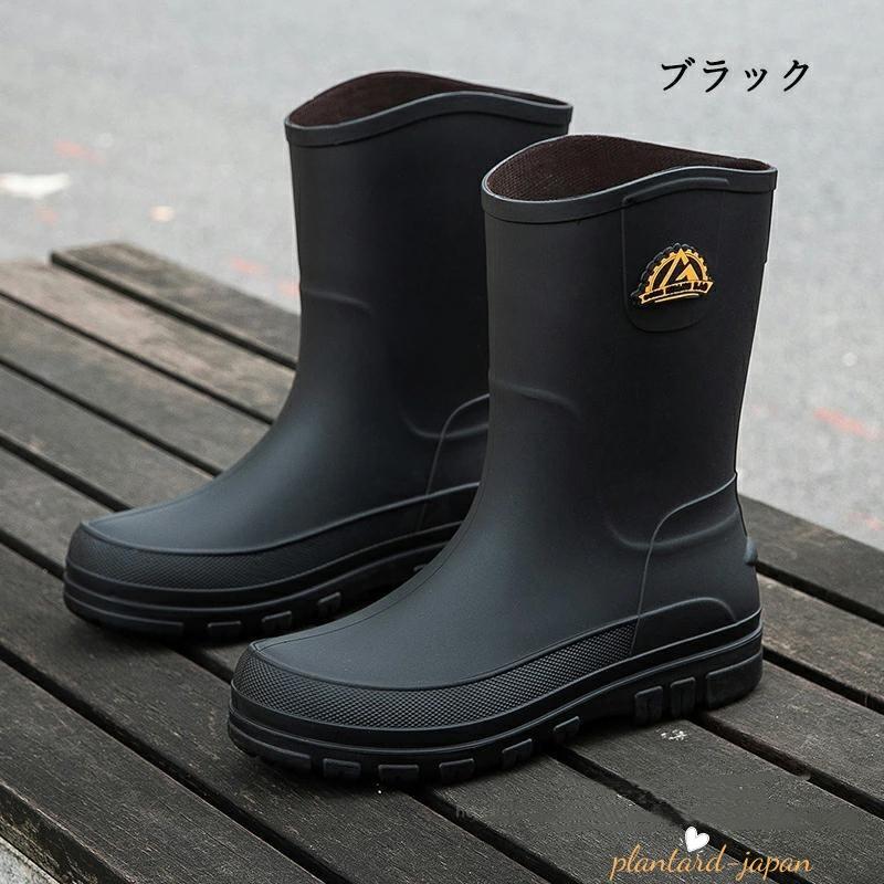 長靴 レインブーツ 長靴 ロング 靴 メンズ 雪 おしゃれ 軽量 ミドル丈 歩きやすい 雨靴 ラウンドトゥ ショート 軽量 完全防水 防水 釣り 作業 | ブランド登録なし | 01