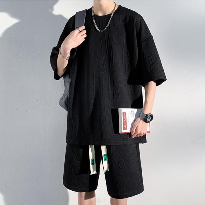 セットアップ メンズ 上下セット 夏 ゆったり tシャツ ハーフパンツ カジュアル 涼しい涼しい カジュアル シンプル | ブランド登録なし | 01