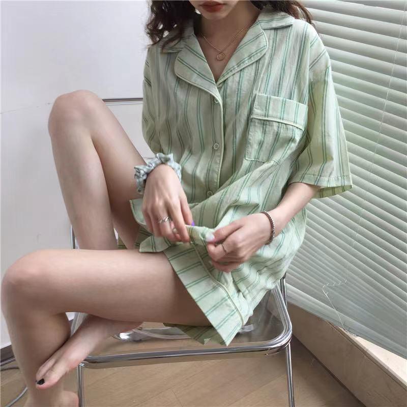 パジャマ レディース 春 夏 秋 半袖 半ズボン ルームウェア 上下セット シャツパジャマ プリント 女性 セットアップ 前開き トレンド 部屋着 | ブランド登録なし | 08