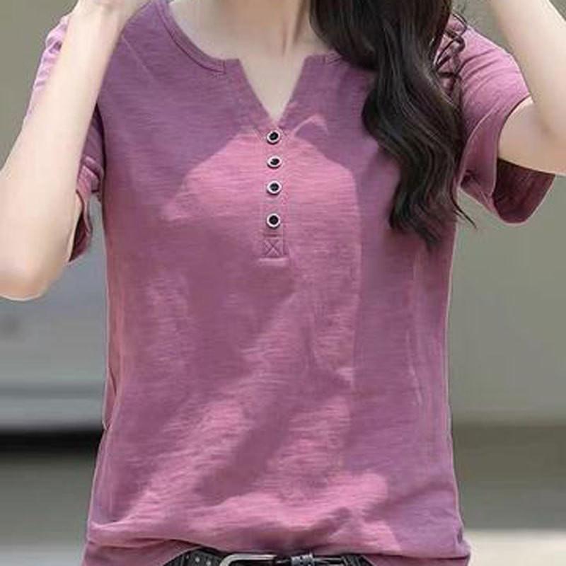 Tシャツ レディース カットソー ス シャツ 半袖 サマー 春夏 母の日 夏服 春服 Vネック インナー ルームウェア 着痩せ カジュアル | ブランド登録なし | 01