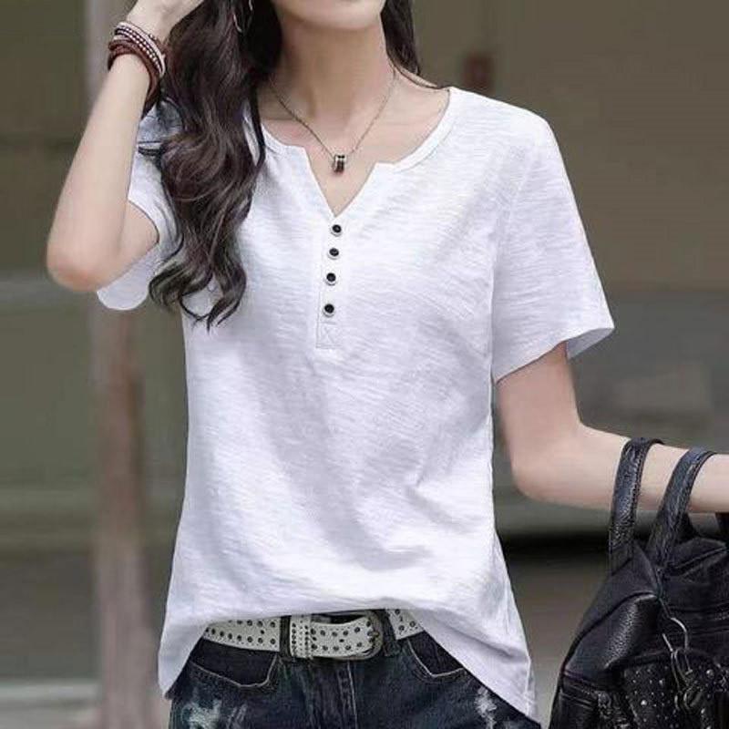 Tシャツ レディース カットソー ス シャツ 半袖 サマー 春夏 母の日 夏服 春服 Vネック インナー ルームウェア 着痩せ カジュアル | ブランド登録なし | 02