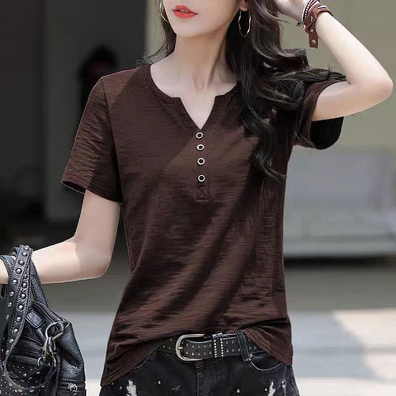 Tシャツ レディース カットソー ス シャツ 半袖 サマー 春夏 母の日 夏服 春服 Vネック インナー ルームウェア 着痩せ カジュアル | ブランド登録なし | 07